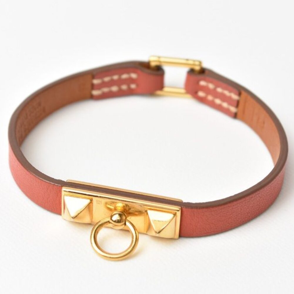 Hermes Bangle Bracelet Pinkish Brown Gold Size
